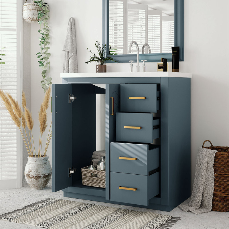Rangement pour salle de bain Pollark, Bleu marine