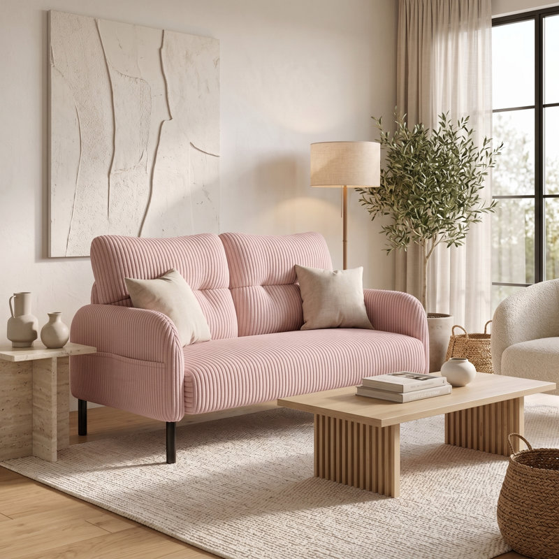 Canapé 47,24 po Corduroy, 47.24", Rose