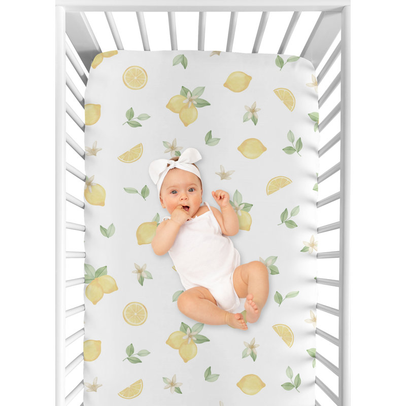 Drap-housse pour lit de bébé à motif floral Lemon