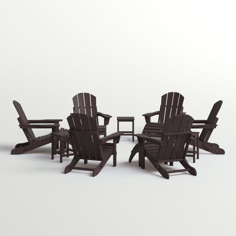 Chaise Adirondack en plastique avec table et repose-pieds Laguna, Brun foncé