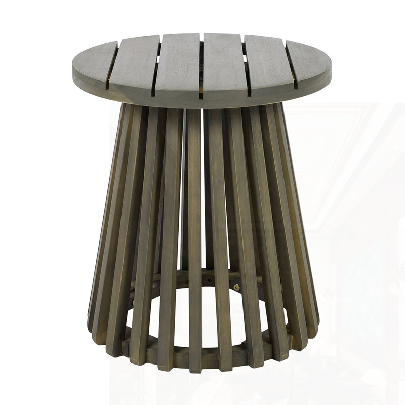 Outdoor Acacia Wood Patio Side Table, Gray