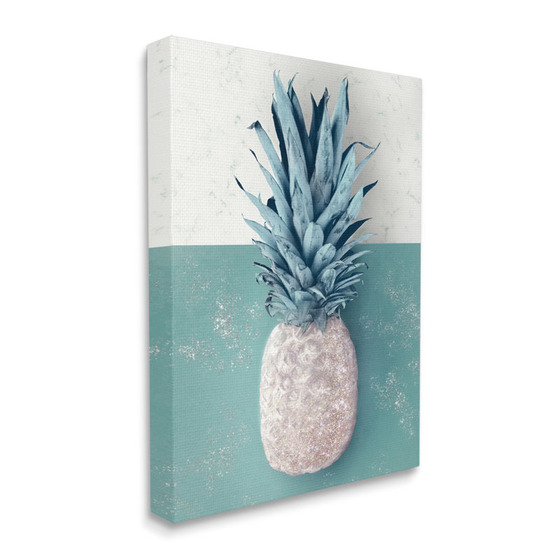 Ananas tropical avec vert beige, Toile tendue, H 20 po x l 16 po