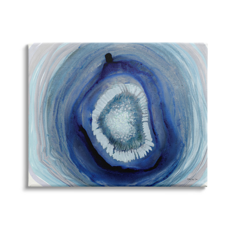 Deep Blue and Gray Abstract Canvas Wall Art, 20 x 16