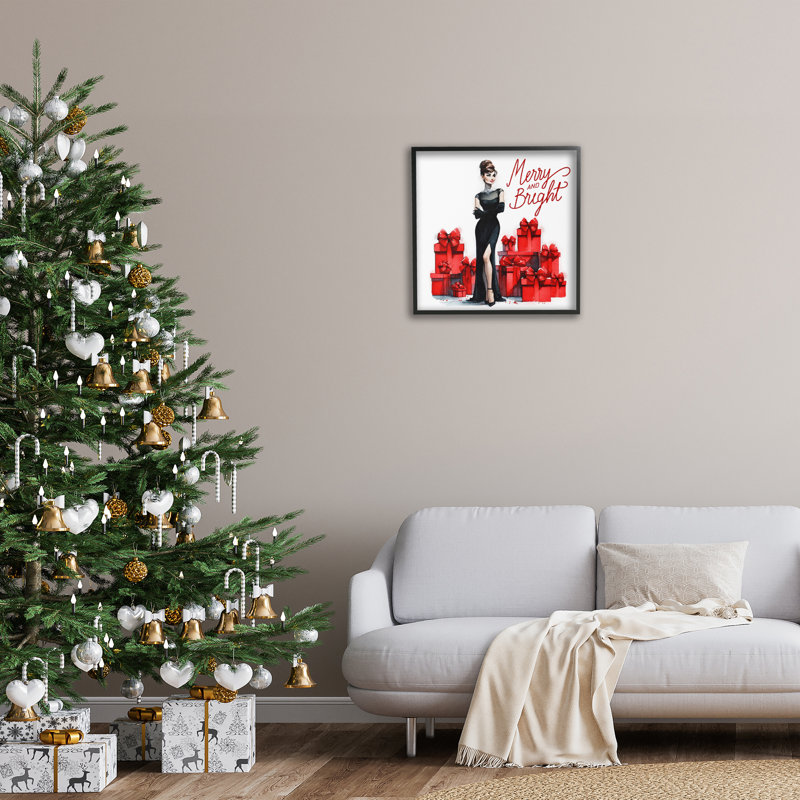 «Glam Merry & Bright», estampe numérique encadrée par Amanda Greenwood, Giclée encadrée noir minuit, H 24 po x l 24 po