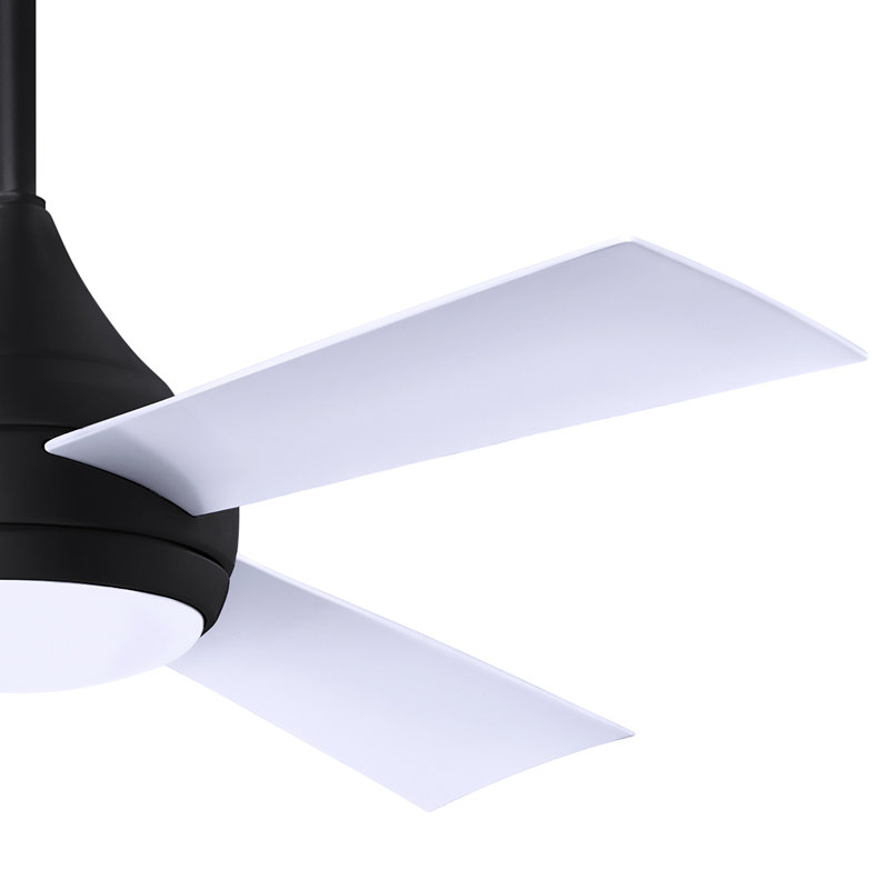 Donaire LED Outdoor Downrod Ceiling Fan, Matte Black, Gloss White