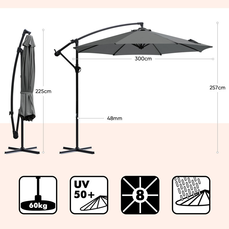 Bridgitt 300cm Cantilever Parasol, Grey/Brown/Blue