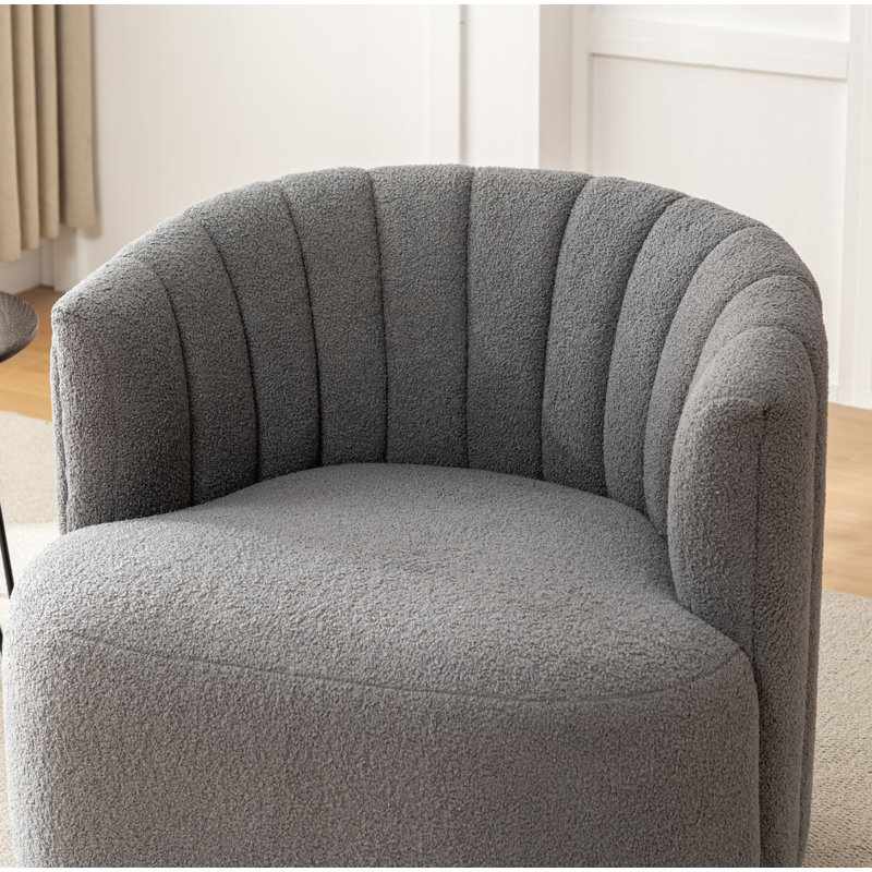 Fauteuil demi-tonneau pivotant rembourré Musaab, Gris