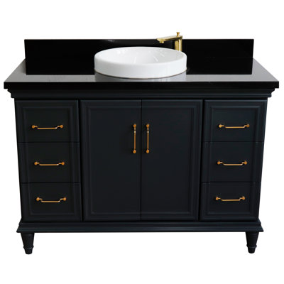 Verutiao 49 " W Freestanding Standard Free Standing Single Double Single Vanity Bathroom Vanity With Granite Top