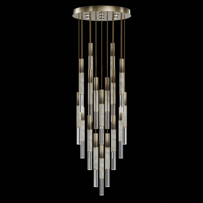 Luminaire suspendu rond l 31 po Antonia, Bronze ombré doux / laiton