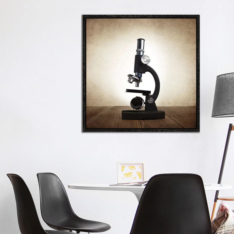 Microscope 1 Piece Wall Art on Canvas, 93.98 cm H x 93.98 cm W, Black Framed