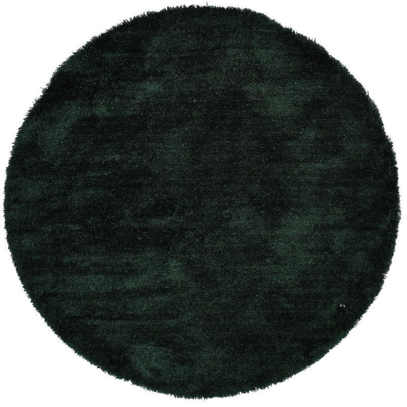 Handmade Cozy rug in dark green, Round 140cm