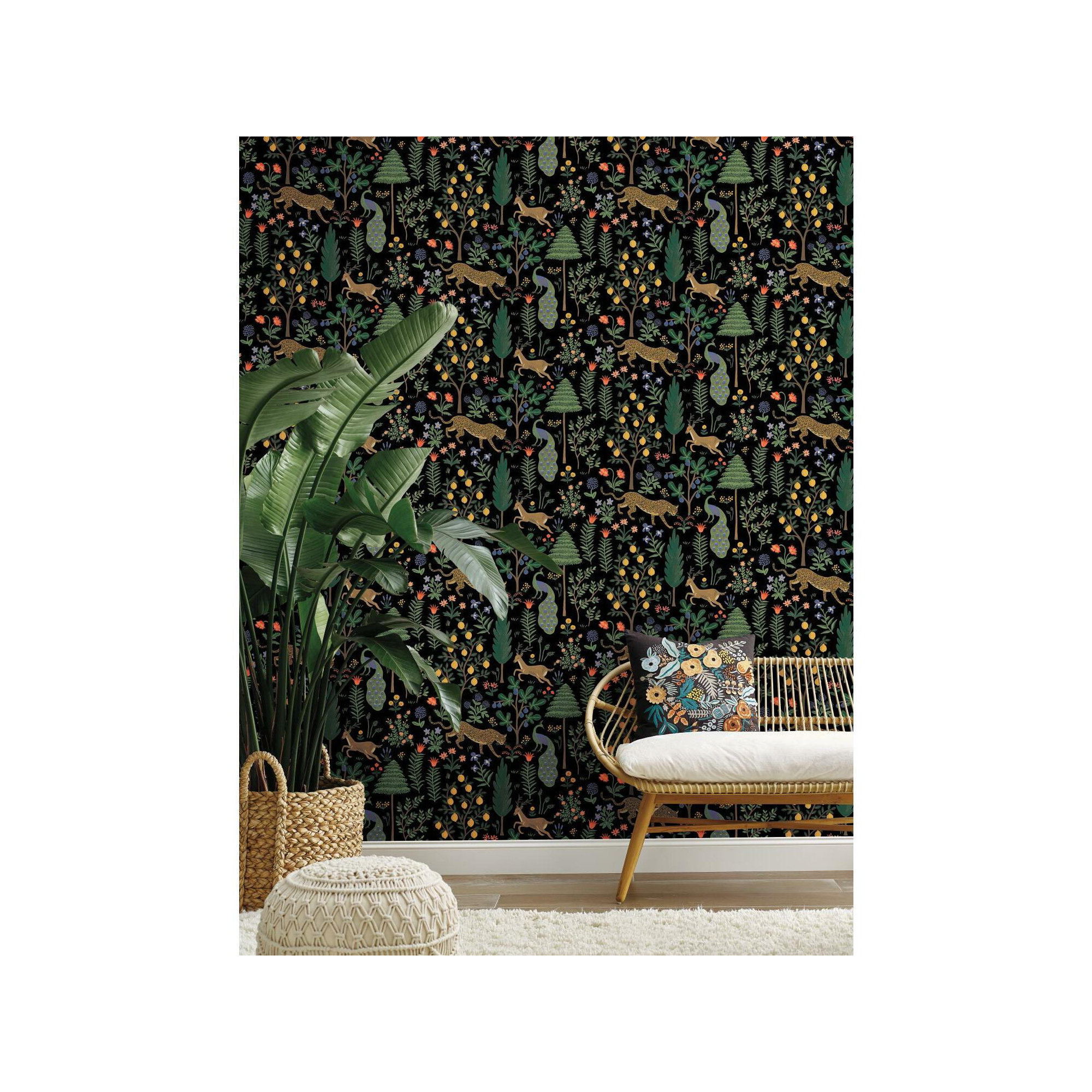 Menagerie 20' L x 27" W Peel and Stick Wallpaper Roll, Black