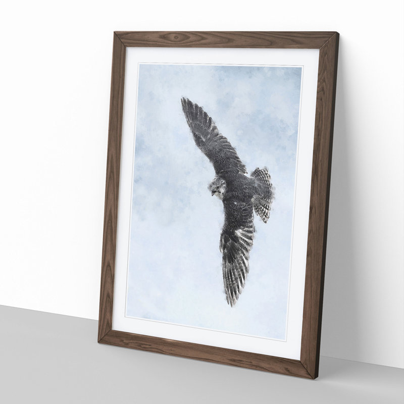 Bird of Prey - Picture Frame Painting, 36cm H x 27cm W x 2cm D, Walnut Framed