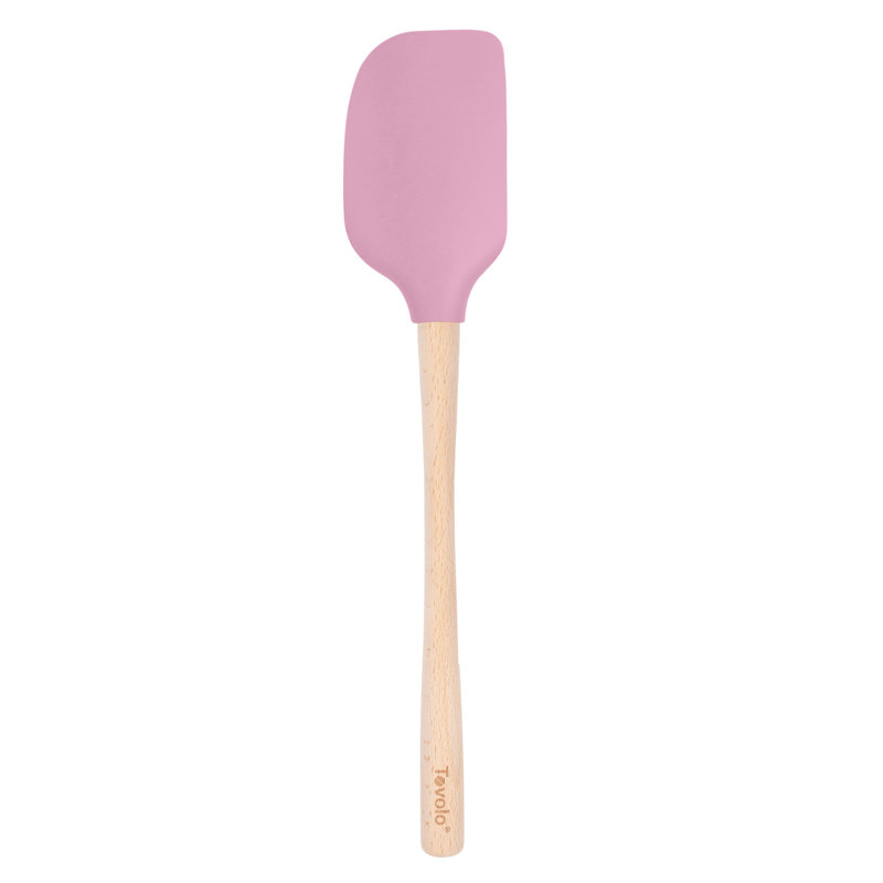 Tovolo Flex-Core Silicone Spatula with Natural Wood Handle for Cooking and Baking, Pink Sorbet