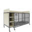 Grande cage pour animaux de compagnie avec support de rangement, tiroirs avec bac à nourriture et à eau en acier inoxydable, structure en fer et matériau en bois aggloméré, robuste, exquis et pratique-238113053-238113055