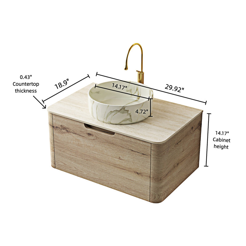 Meuble-lavabo mural avec lavabo, 30"