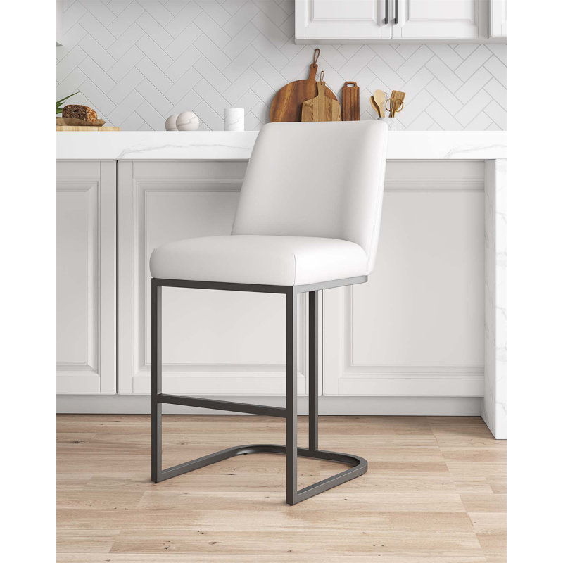 Tabouret de comptoir Serena, Tabouret de comptoir (siège d'une hauteur de 26,3, Blanc