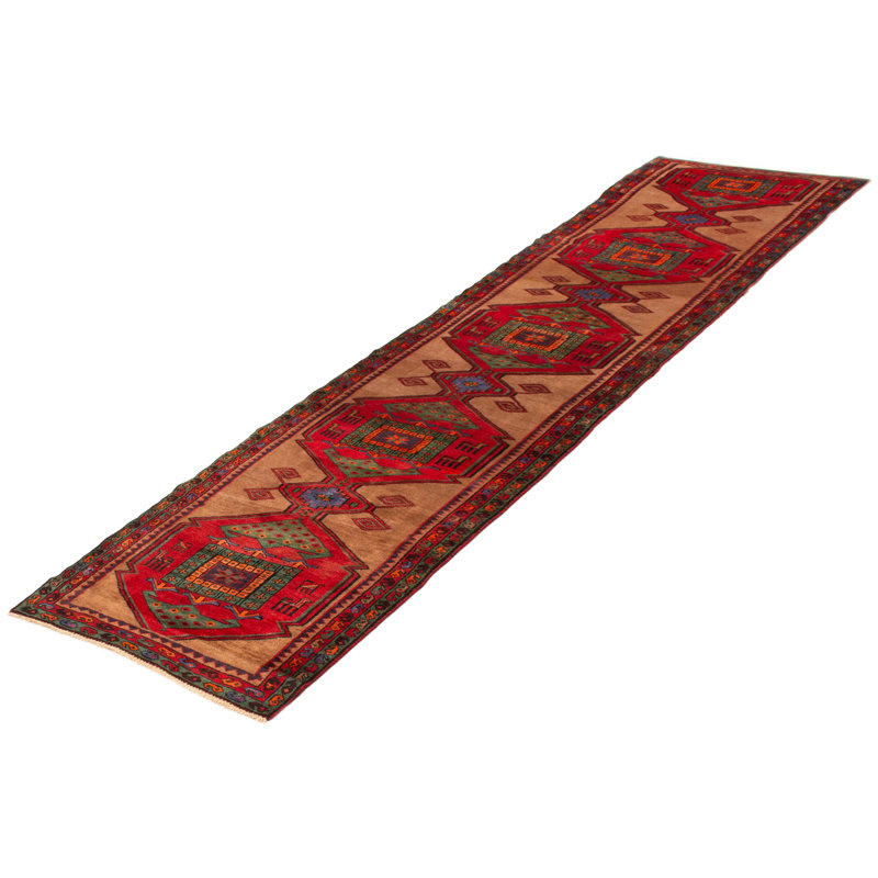 Tapis brun clair anatolien fait à la main de conception unique 3 pi 7 po x 14 pi 3 po Konya