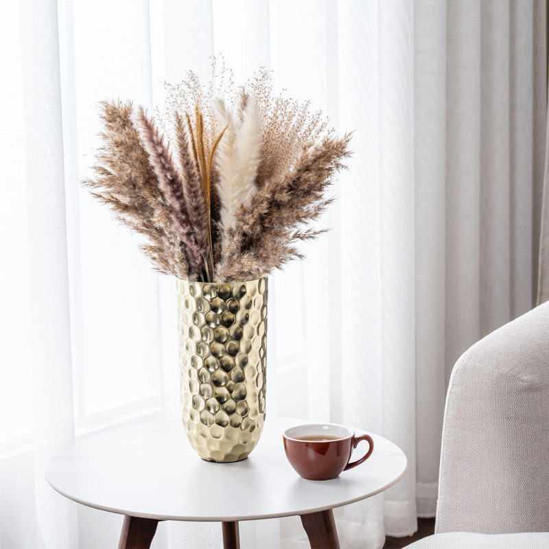 10 Inch Hammered Gold Metal Table Vase