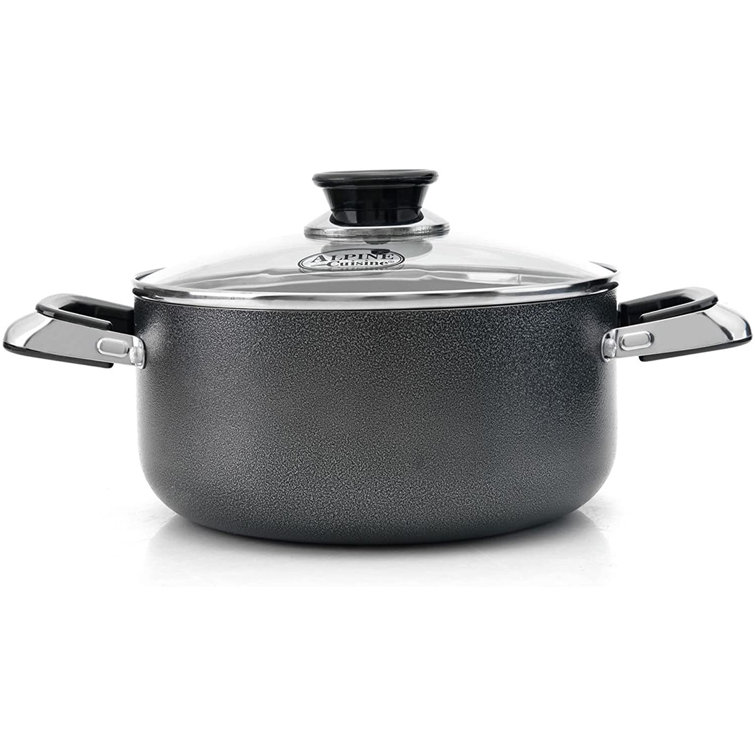 Alpine Cuisine 3.5-Quart Aluminum Caldero Stock Pot with Glass Lid, Cooking Dutch  Oven Performance for Even Heat Distribution, Perfect Serving Large & Small  Groups, Riveted Handles Commercial Grade 