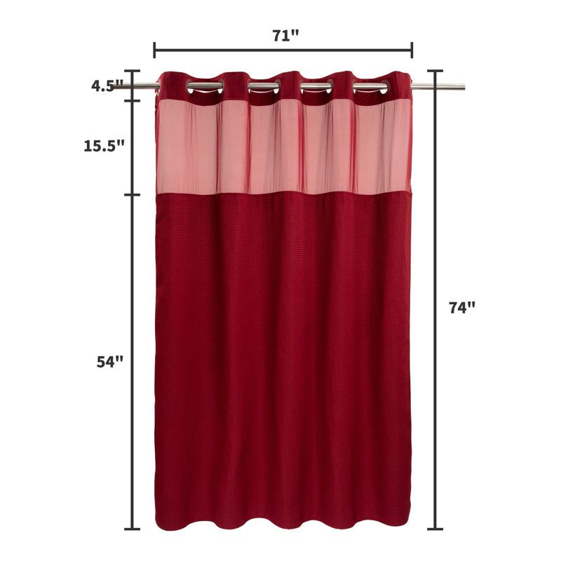 Rideau de douche Ramjani Waffle Weave, H 74 po x l 71 po, Rio rouge