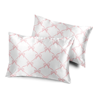 Ballerina and Ballet Bows Decorative Satin Pillowcases - 2 Pack Set by Sweet Jojo Designs