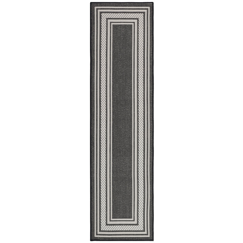 Horizon Indoor/Outdoor Modern Rug, Runner 2' x 6', Black