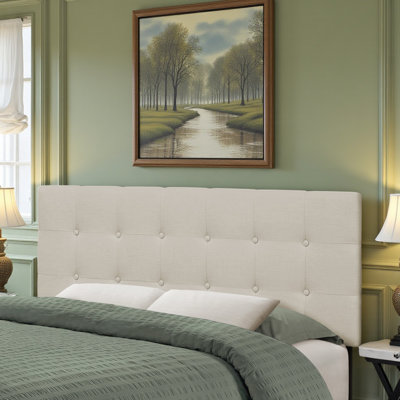 Rita Bed, Upholstered, Beige Linen Look, Transitional, Full, Headboard Only