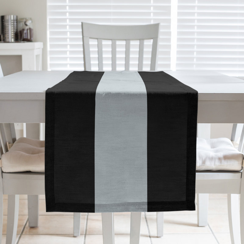 Chemin de table, 72 po x 16 po, Noir / argent / noir, Chicago