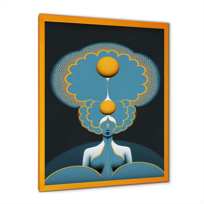 " Goddess Oracle Efflorescence VII ", 44" H x 34" W x 1.5" D, Gold Picture Frame Canvas
