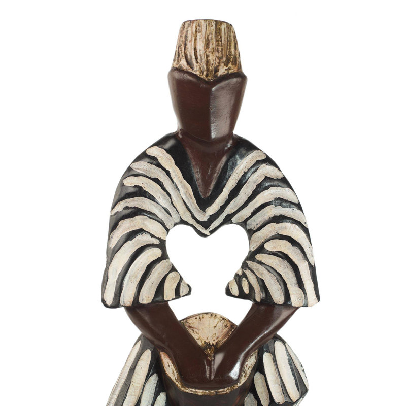 Novica Welcome Drum Wood Sculpture