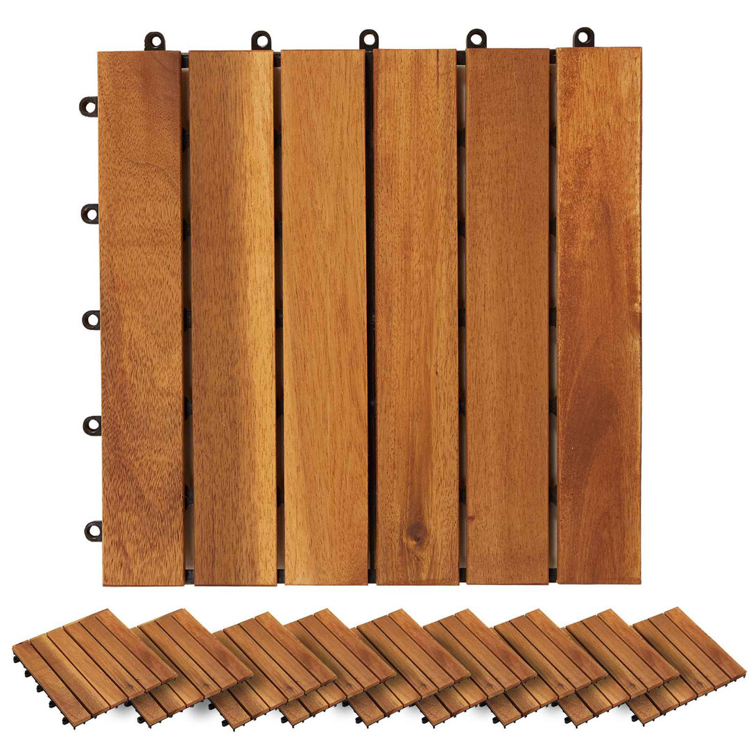 30cm L x 30cm W Acacia Hardwood Interlocking Deck Deck Tile Kit