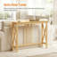 Console mince pour petits espaces, table de canapé étroite avec structure en X, table d'entrée en bambou naturel pour le salon, le couloir ou le vestibule
