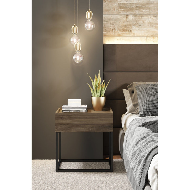 Table de chevet avec rangement, Blanc mat