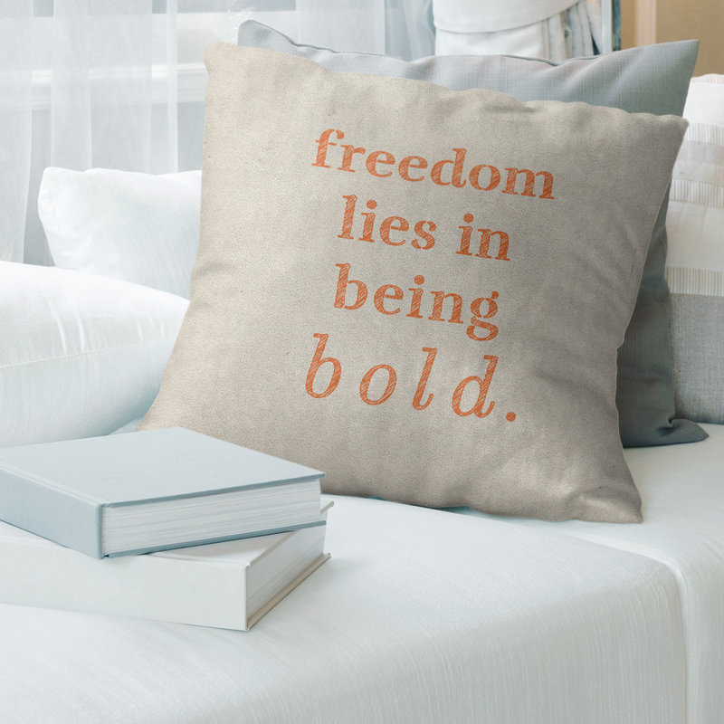 Housse de coussin de citation inspiration bold, 26 po x 26 po, Blanc / Orange