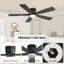 Ventilateur de plafond 48 po à 5 pales encastré avec télécommande, 3 ampoules à DEL à intensité variable avec mémoire, moteur CC réversible ultra silencieux-1000319347-1000319349