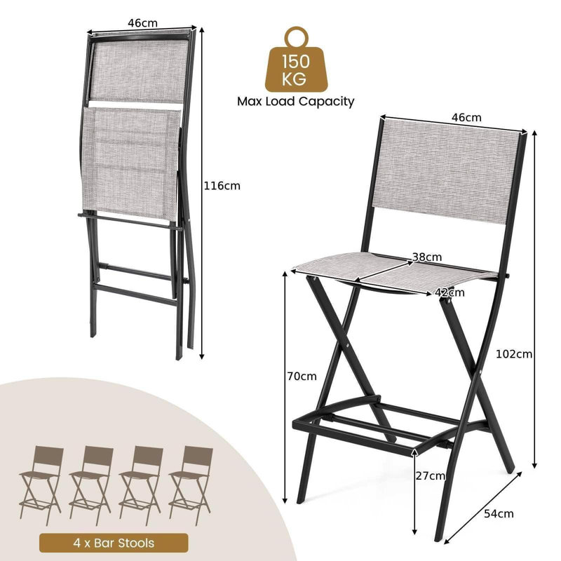 Metal Outdoor 70cm Bar Stool, Grey