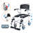 Shower Commode Wheelchair with 4 Lockable Wheels, Footrests, Flip-up Arms, 3-Level Adjustable Height