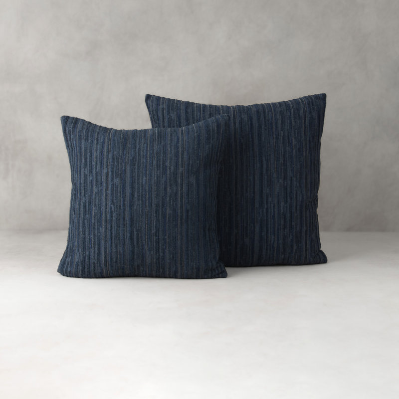 Luxe Throw Square Outdoor Pillow Cover & Insert by Elaine Smith, Indigo, 20"H X 20"W, Striped