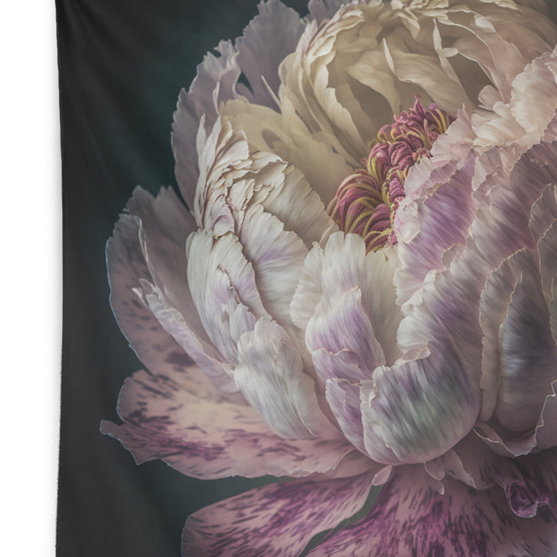 Tapisserie en polyester pivoine blanche et rose II, H 32 po x l 39 po