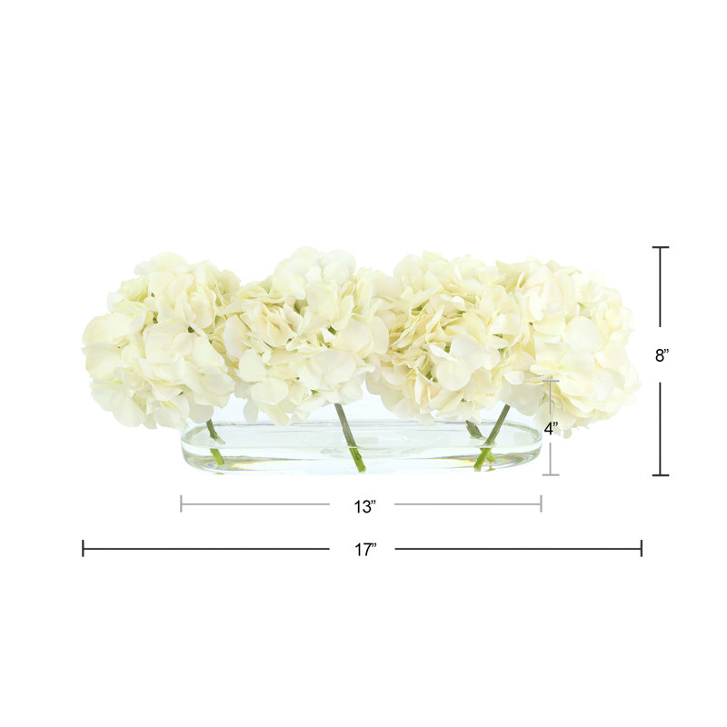 Hydrangeas Arranged in Oval Vase, White