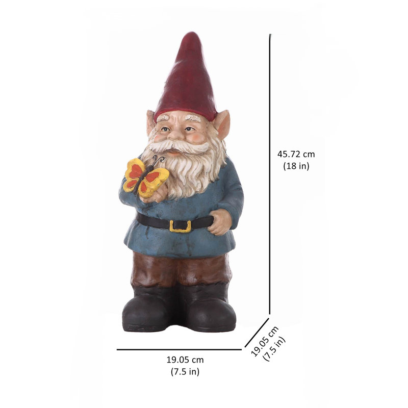  Gnome Holding Butterfly Statue