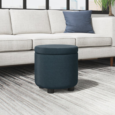 Repose-pieds de rangement rond en tissu avec couvercle réversible de 15,75 po de large Ahl Arsy
