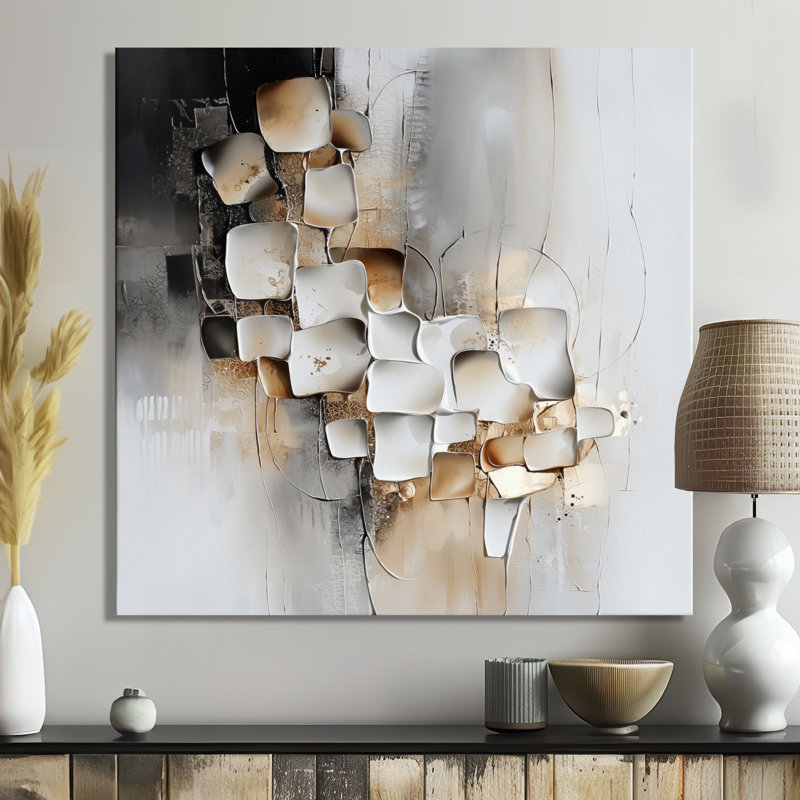 Geometric Mindful Balance Of Colors - Abstract Cubism Metal Wall Decor, Modern Metal Print, 16" H x 16" W x 0.84" D
