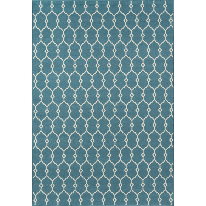 Tapis intérieur / extérieur bleu Yepez, Rectangle 3 pi 11 po x 5 pi 7 po