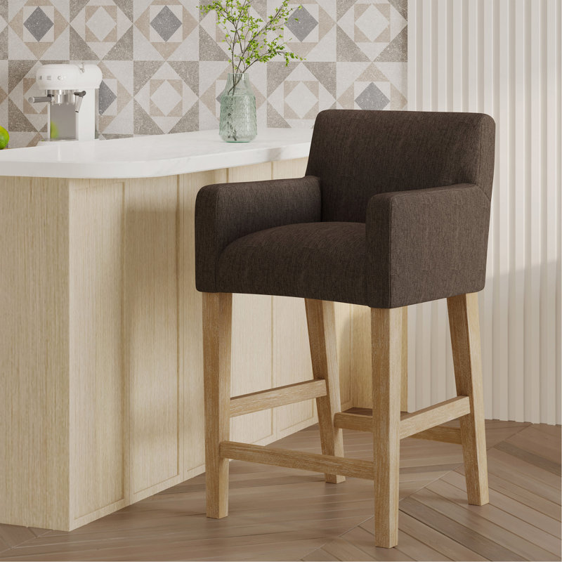 Tabouret de comptoir rembourré de 26 pouces - brun / brun patiné