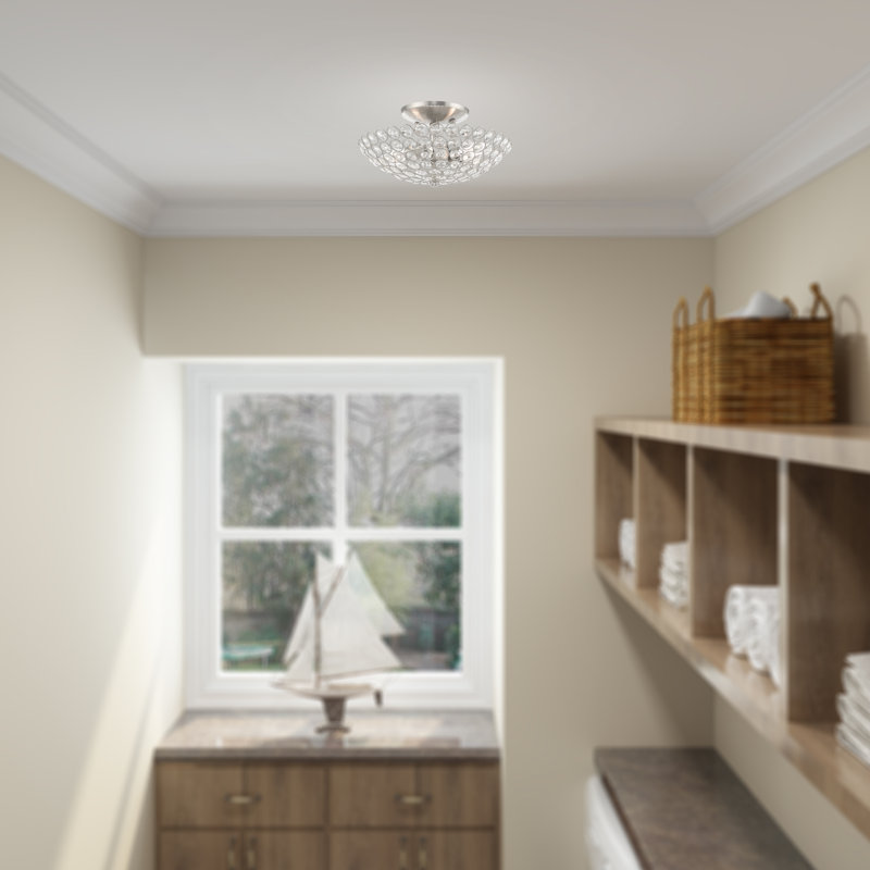 Plafonnier semi-encastré unique à 2 lumières Ludie, H 5,75 po x l 11 po x P 11 po