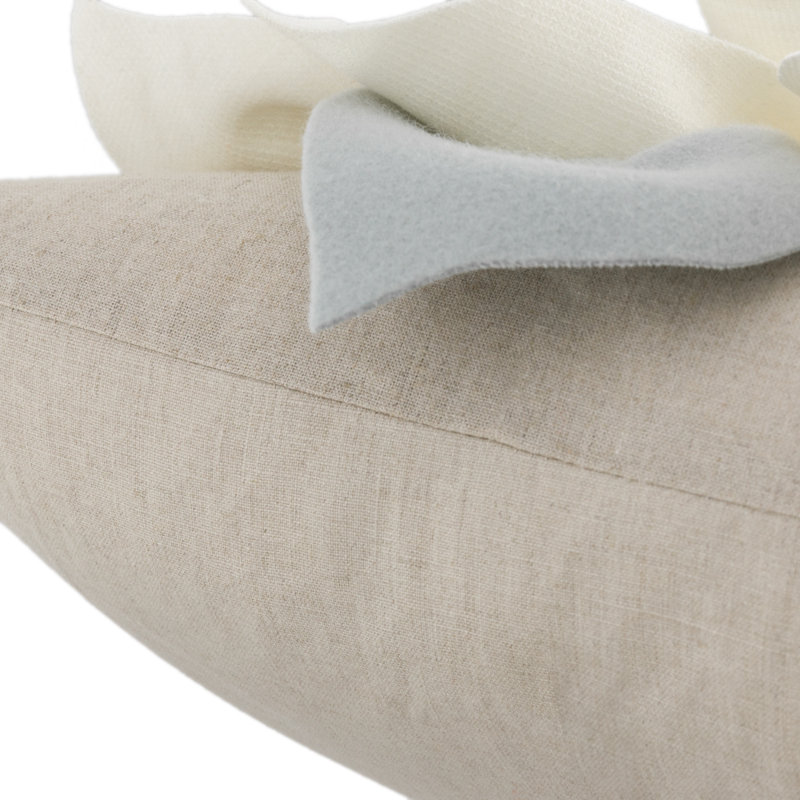 Coussin décoratif en toile 100% coton Appliqued, Crème