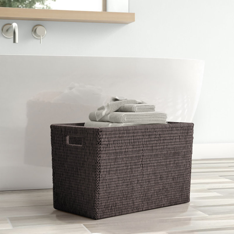 Panier rectangulaire en rotin, Noir Tudor