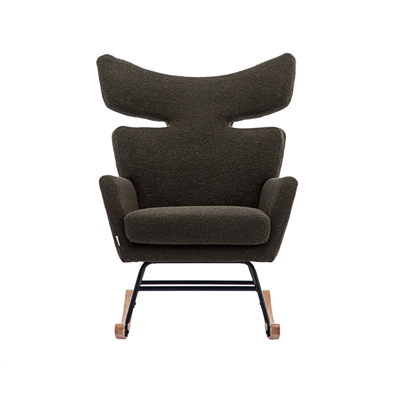 Solid wood +metal Rocking Chair, Emerald Polyester